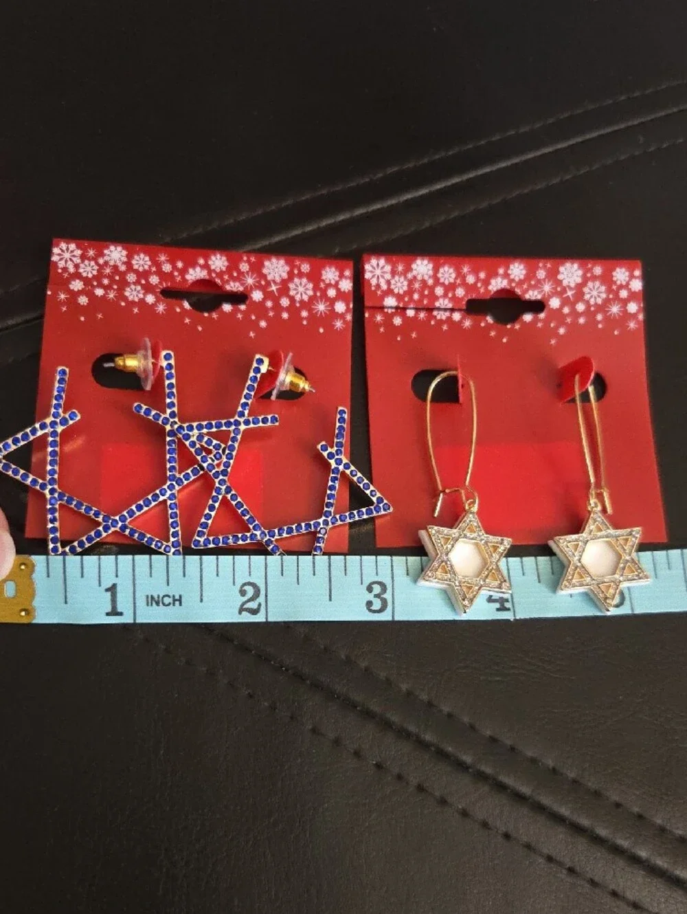 Kohl's Holiday Gold Tone CZ Star Of David Pierced Earrings 2 Pair NWT